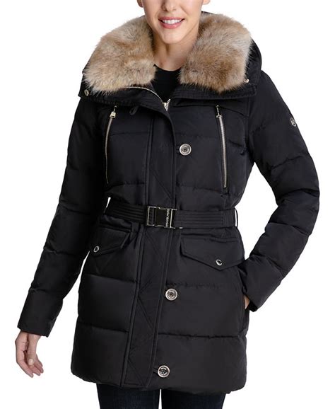 michael kors women's size xxl faux-fur-collar hooded down puffer coat|Michael Kors ladies padded coats.